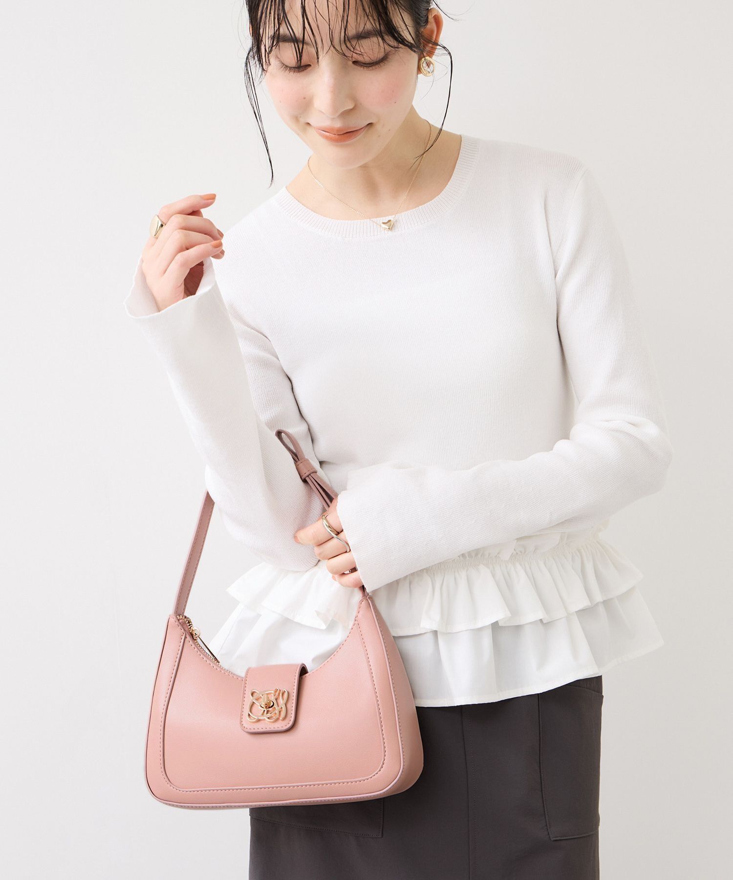 VIS「【180℃美人見え】ハンドルリボンワンショルダーバッグ」|ショルダー・メッセンジャー|