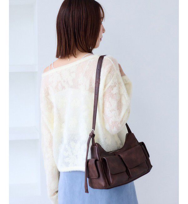 VIS「フラワーモチーフフェザーシアーニット」|ニット・セーター|