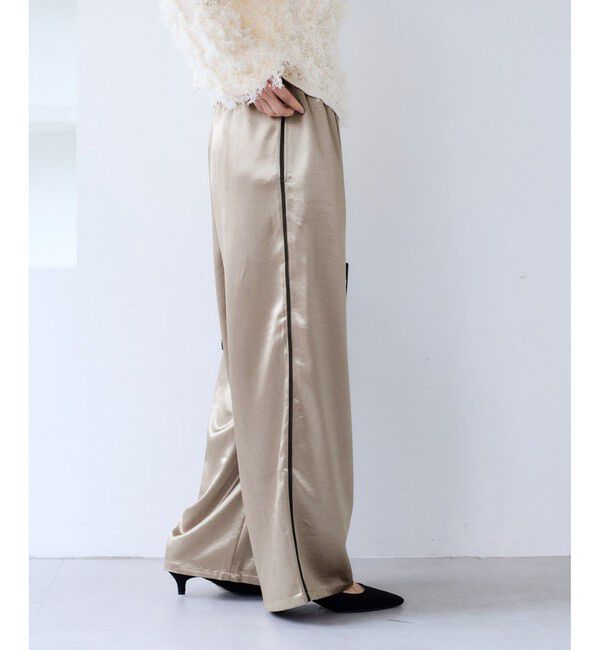 VIS「【WEB/一部店舗限定】配色サイドラインサテンイージーパンツ」|チノ|