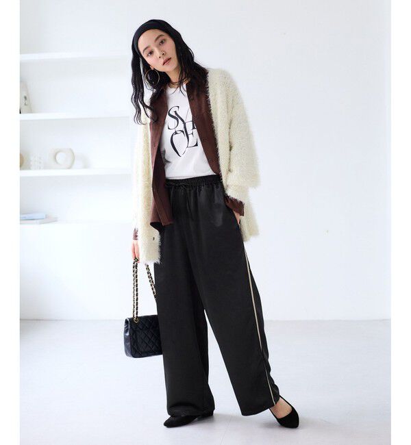 VIS「【WEB/一部店舗限定】配色サイドラインサテンイージーパンツ」|チノ|