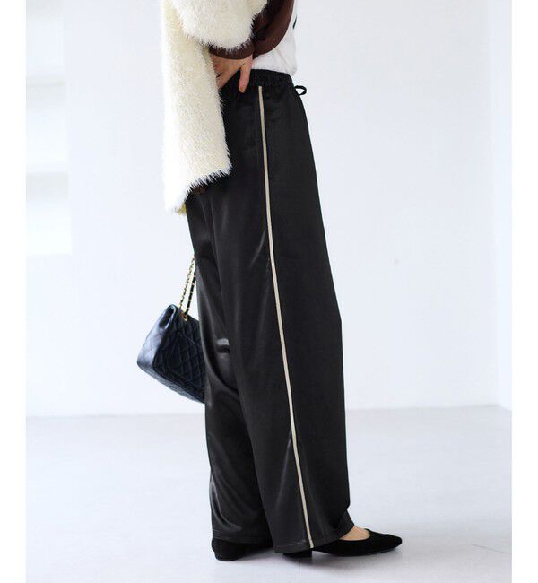 VIS「【WEB/一部店舗限定】配色サイドラインサテンイージーパンツ」|チノ|