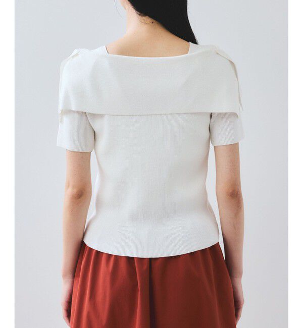 VIS「【WEB限定】【骨格で選べる2タイプ】オフショル風リボン半袖ニット」|ニット・セーター|