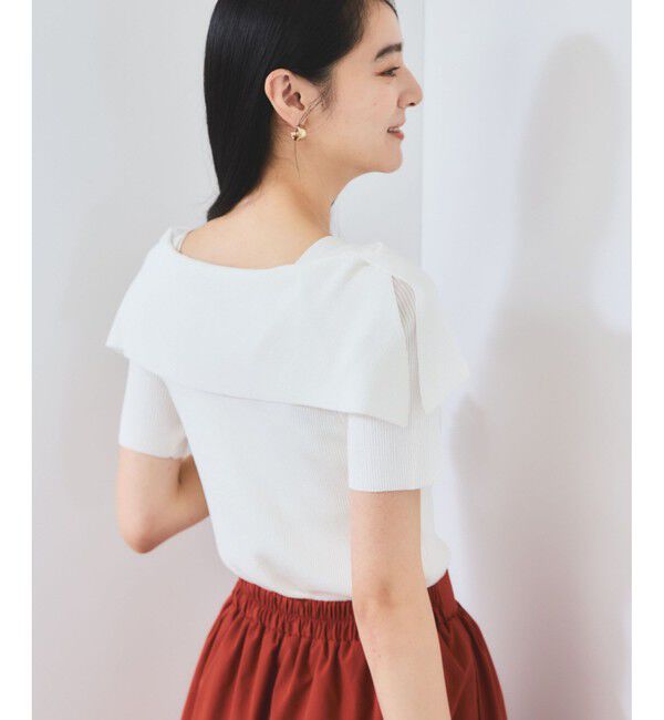 VIS「【WEB限定】【骨格で選べる2タイプ】オフショル風リボン半袖ニット」|ニット・セーター|