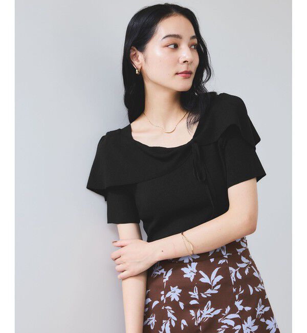 VIS「【WEB限定】【骨格で選べる2タイプ】オフショル風リボン半袖ニット」|ニット・セーター|