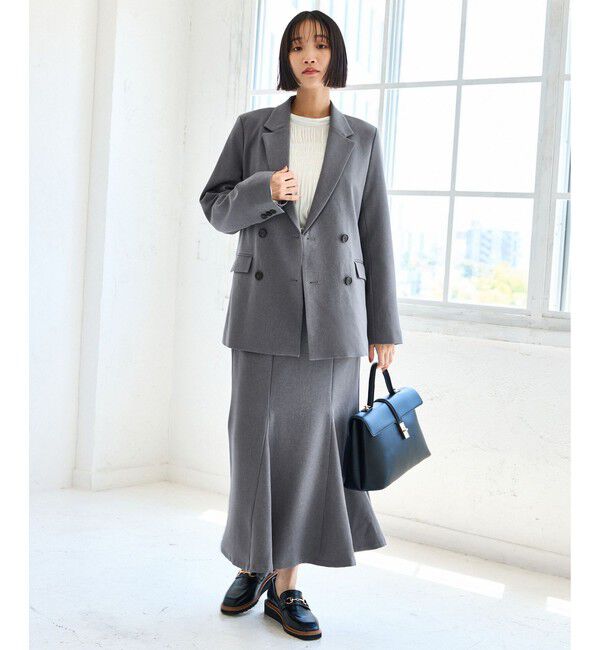 VIS「【美easy】ウーリッシュダブルブレストテーラードジャケット【セットアップ対応/洗える】」|テーラードジャケット|