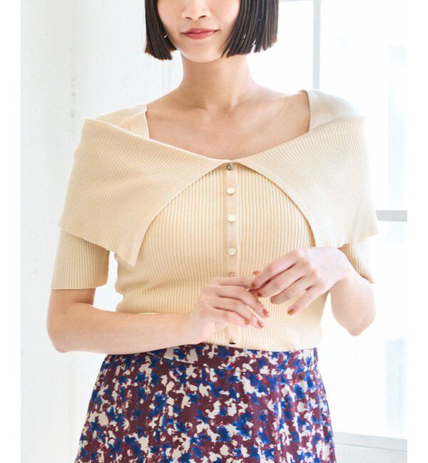 VIS「ビックカラーオフショルハーフスリーブニット」|ニット・セーター|