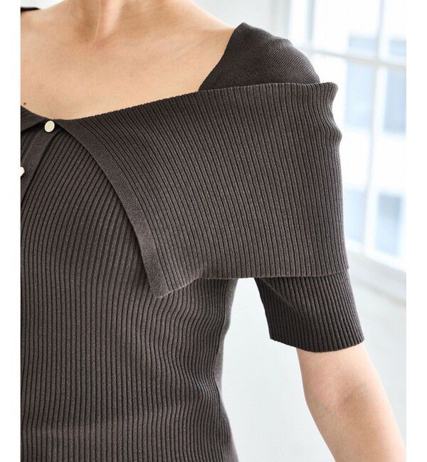 VIS「ビックカラーオフショルハーフスリーブニット」|ニット・セーター|