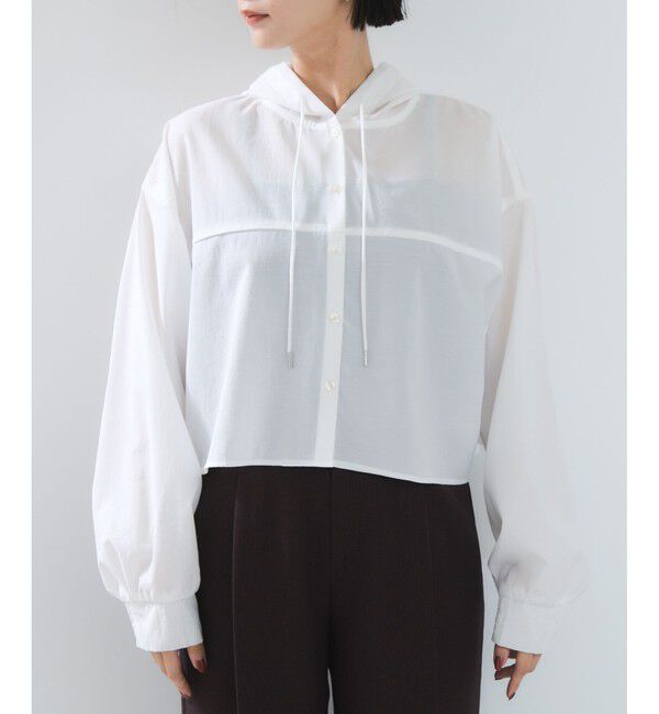 VIS「フード付きクロップドシアーシャツ」|シャツ・ブラウス|