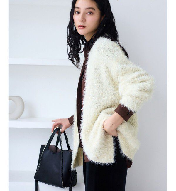 VIS「ポップコーンヤーンラメフェザーニットカーディガン/WEB限定FSサイズ」|カーディガン|