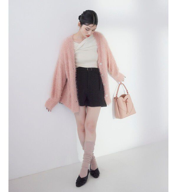 VIS「ポップコーンヤーンラメフェザーニットカーディガン/WEB限定FSサイズ」|カーディガン|