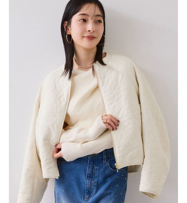 VIS「合皮パイピングキルトアソートブルゾン」|ブルゾン・スタジャン|オフホワイト(15)