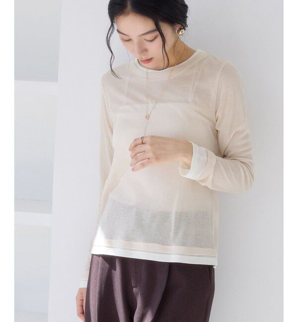 VIS「配色レイヤードシアーロンT」|Tシャツ・カットソー|