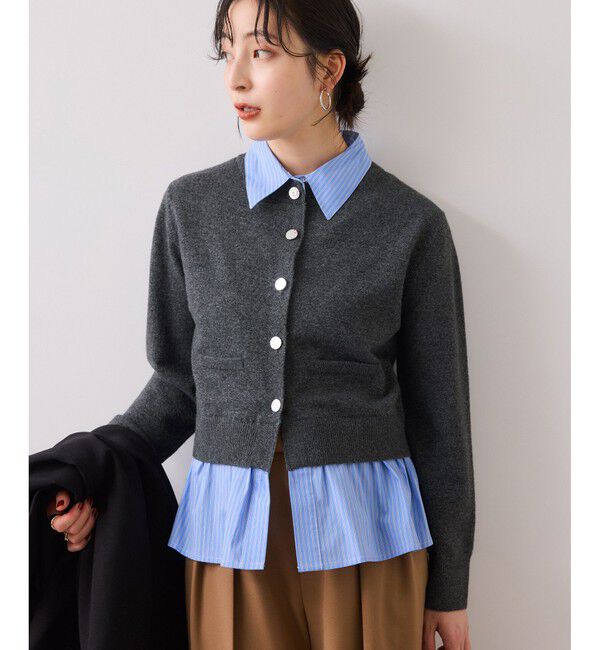 VIS「シャツレイヤード風メタルボタンカーディガン」|カーディガン|
