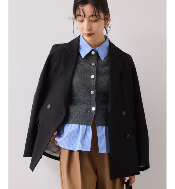 VIS「シャツレイヤード風メタルボタンカーディガン」|カーディガン|