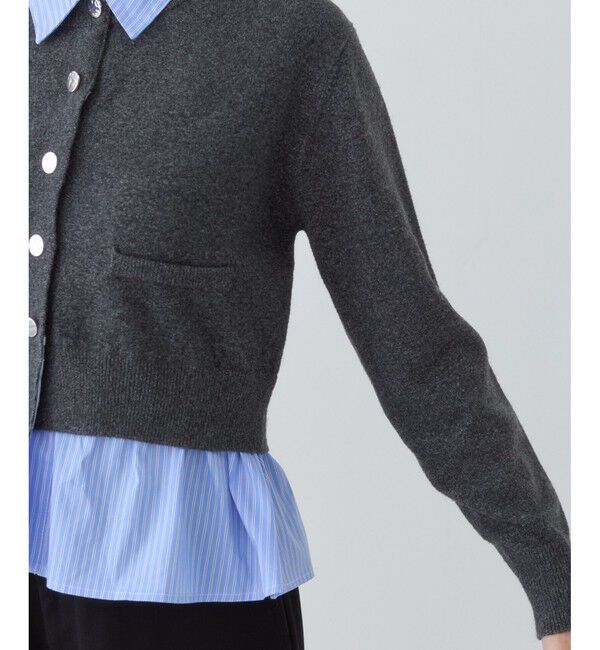 VIS「シャツレイヤード風メタルボタンカーディガン」|カーディガン|