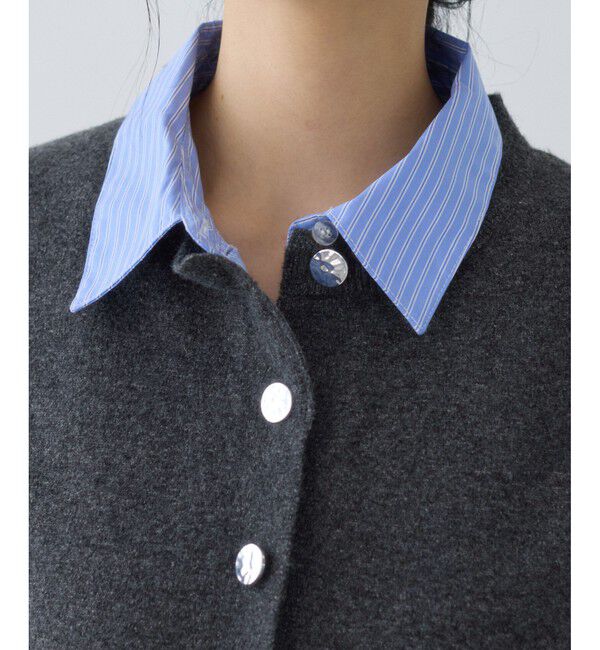 VIS「シャツレイヤード風メタルボタンカーディガン」|カーディガン|