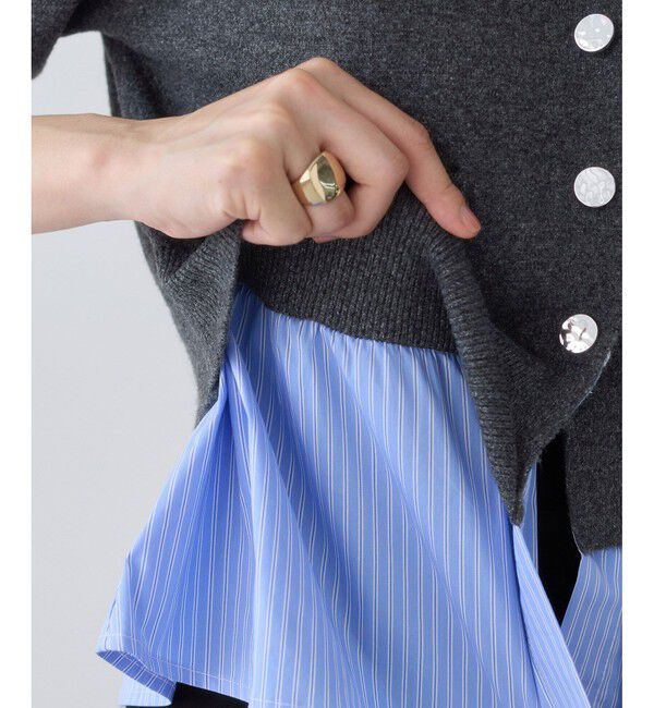 VIS「シャツレイヤード風メタルボタンカーディガン」|カーディガン|