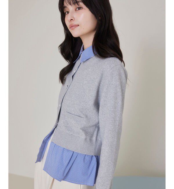 VIS「シャツレイヤード風メタルボタンカーディガン」|カーディガン|