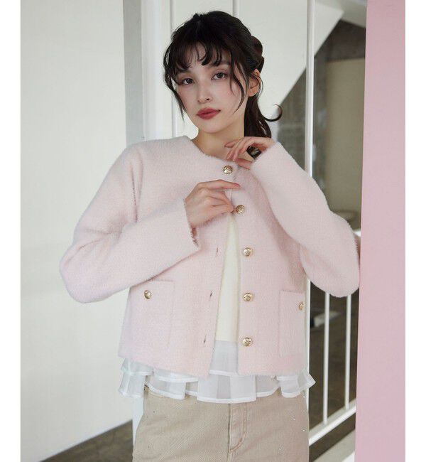 VIS「接結ミニフェザーニットジャケットカーディガン/一部WEB限定カラー」|カーディガン|