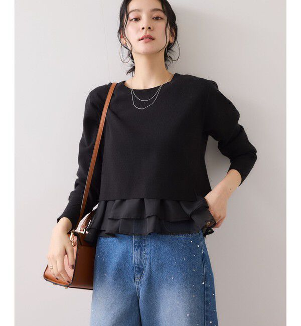 VIS「ペプラムオーガンジードッキングニットプルオーバー」|ニット・セーター|