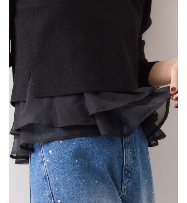 VIS「ペプラムオーガンジードッキングニットプルオーバー」|ニット・セーター|