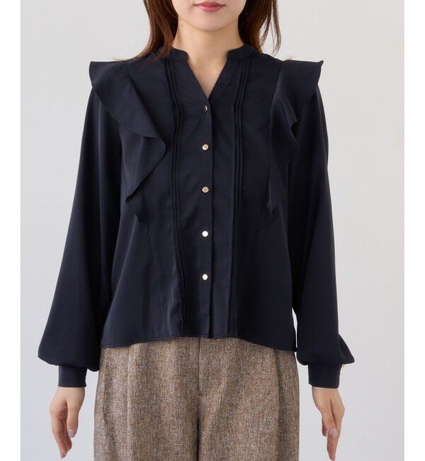 VIS「【WEB限定】スキッパーフリルデザインブラウス」|シャツ・ブラウス|