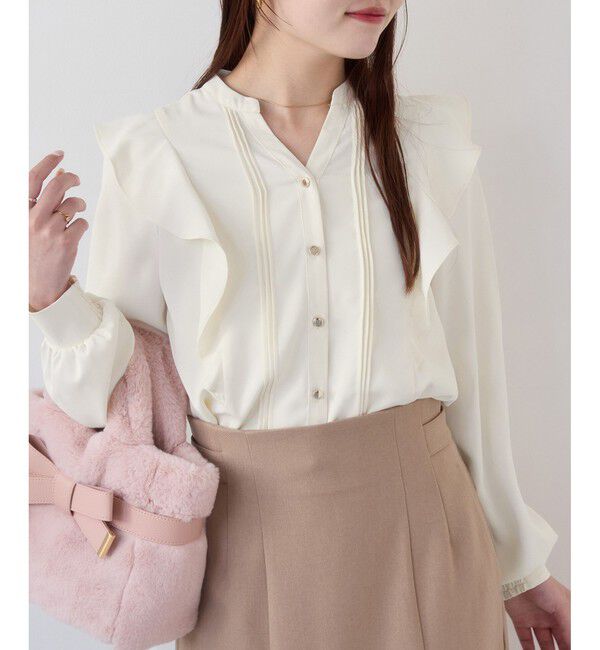 VIS「【WEB限定】スキッパーフリルデザインブラウス」|シャツ・ブラウス|オフホワイト(15)