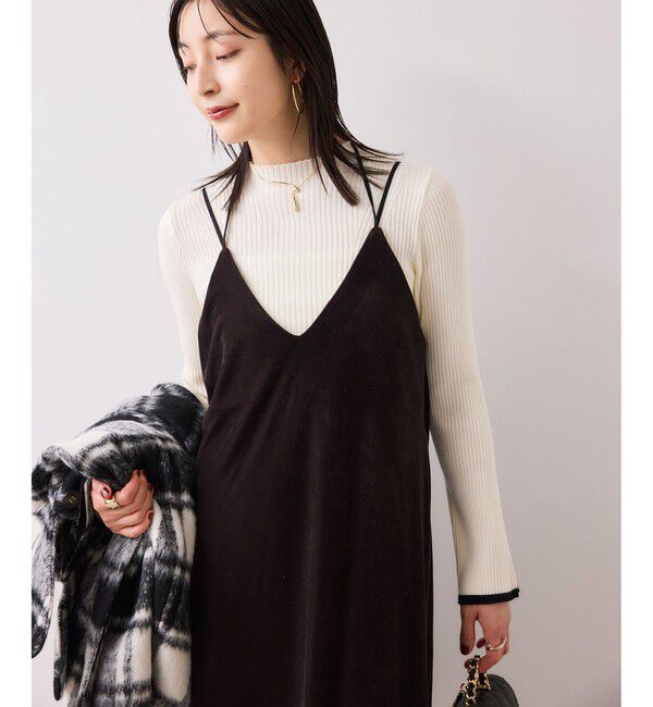 VIS「刺繍アソートベロアキャミワンピース/2WAY」|ワンピース|