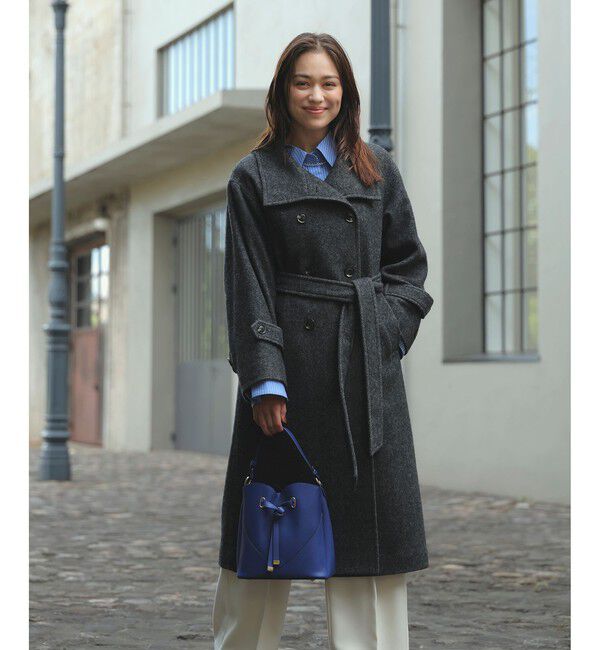 VIS「尾州シャギースタンドカラーロングコート/静電気防止・WEB限定PS・TMサイズ」|その他|