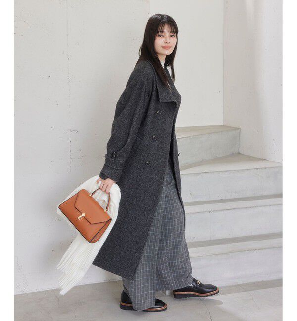 VIS「尾州シャギースタンドカラーロングコート/静電気防止・WEB限定PS・TMサイズ」|その他|