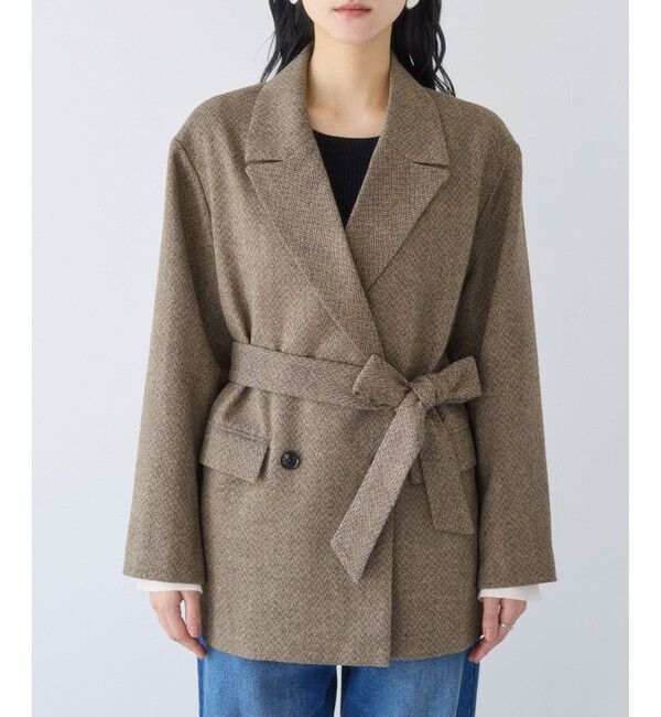 VIS「ヘリンボーンツイードベルテッドジャケット/セットアップ対応」|テーラードジャケット|