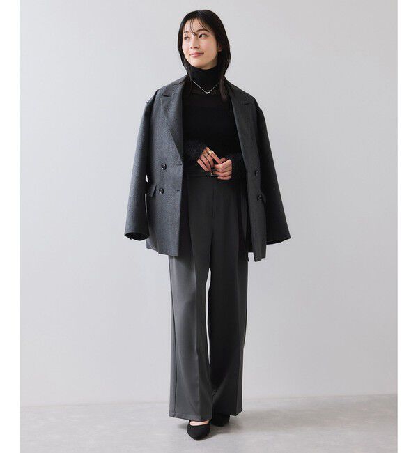 VIS「ベルトディテールタックワイドパンツ/イージーケア」|チノ|