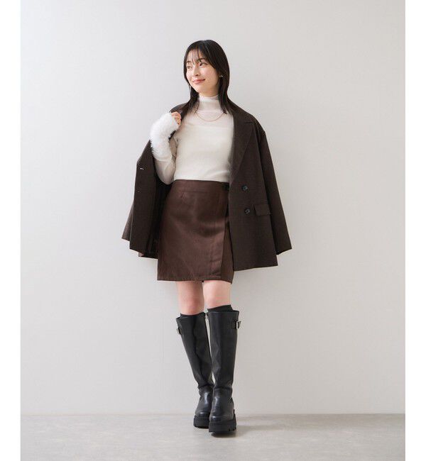 VIS「フェザー切り替えスリーブシアータートルニット」|ニット・セーター|