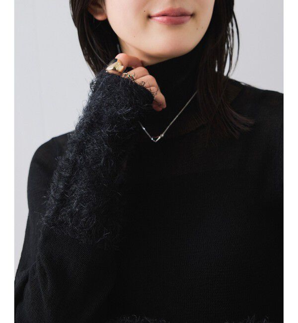 VIS「フェザー切り替えスリーブシアータートルニット」|ニット・セーター|