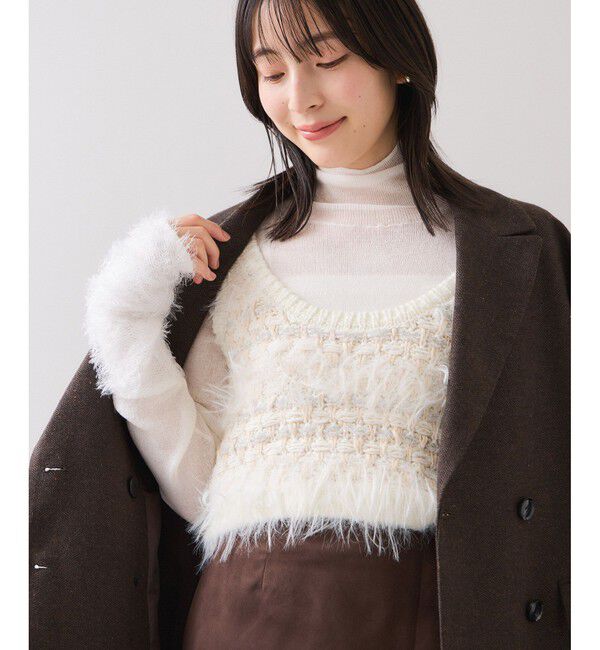 VIS「フェザーツイードニットビスチェ/2WAY」|ベスト・ジレ|