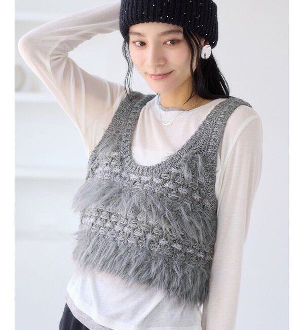 VIS「フェザーツイードニットビスチェ/2WAY」|ベスト・ジレ|