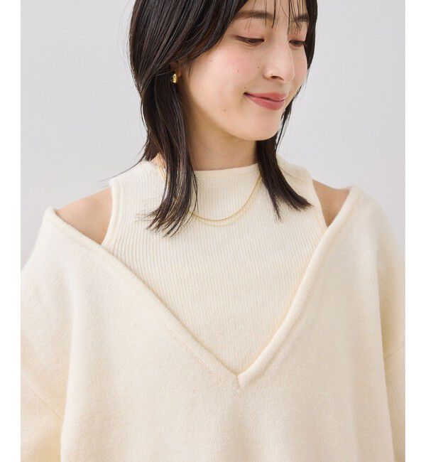 VIS「【WEB限定】アンサンブル風Vネックニット」|ニット・セーター|