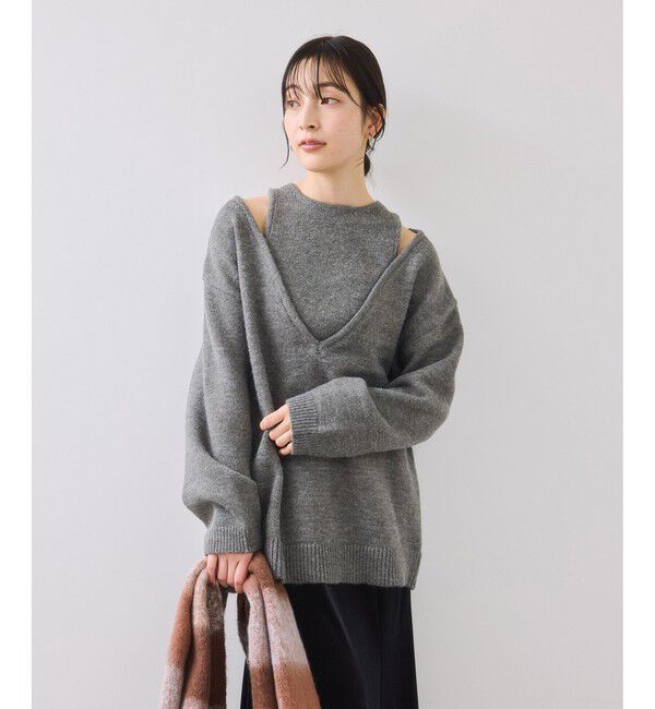 VIS「【WEB限定】アンサンブル風Vネックニット」|ニット・セーター|