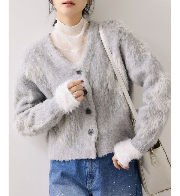 VIS「アート柄ジャガード起毛ニットカーディガン/イージーケア」|カーディガン|