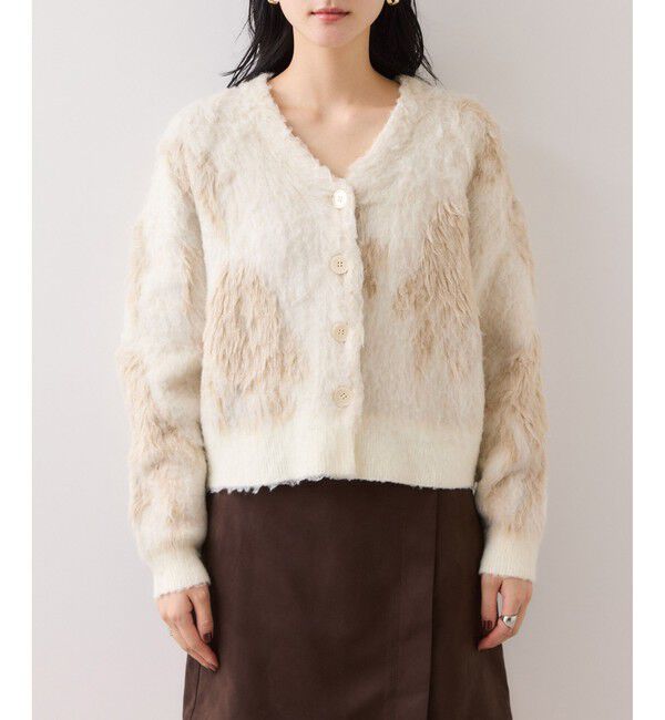 VIS「アート柄ジャガード起毛ニットカーディガン/イージーケア」|カーディガン|