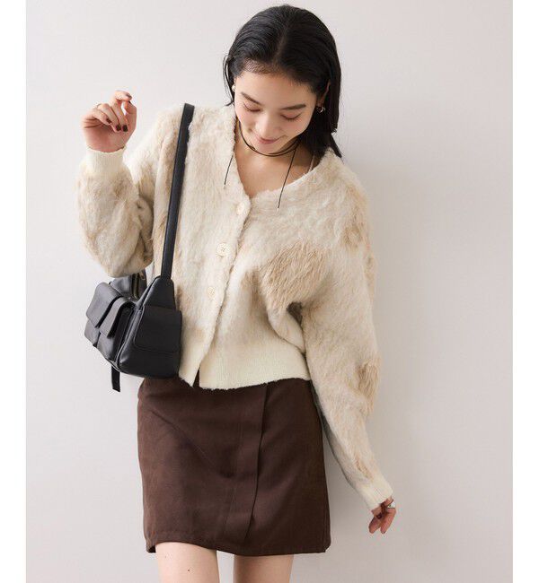 VIS「アート柄ジャガード起毛ニットカーディガン/イージーケア」|カーディガン|