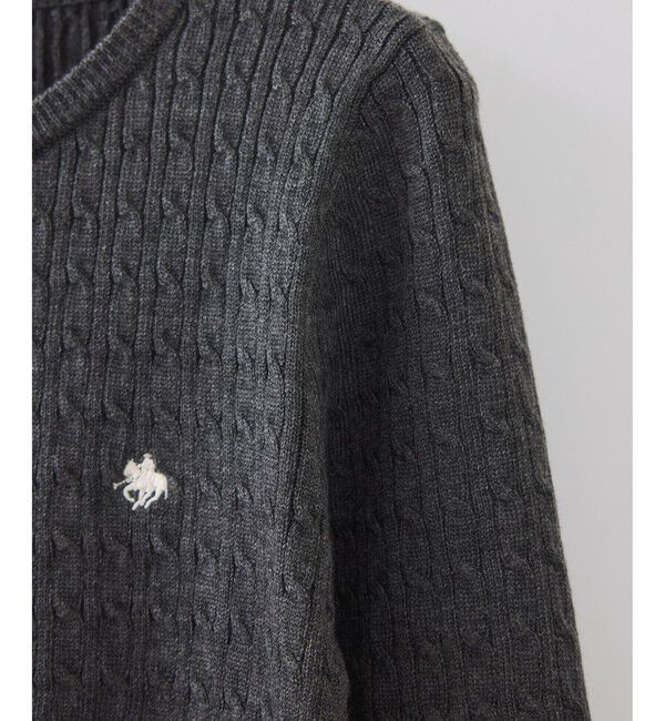 VIS「【POLO BCS】VIS別注ヘンリーネックミニケーブルニットトップス」|ニット・セーター|