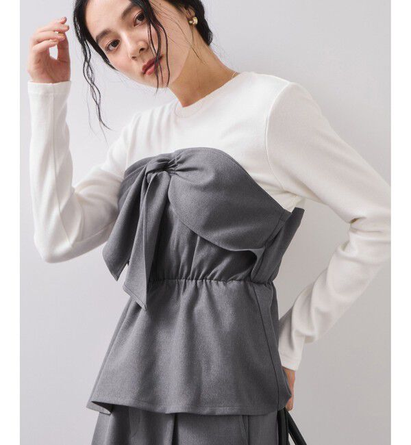 VIS「美easyウーリッシュリボンビスチェドッキングカットソープルオーバー/セットアップ対応・イージーケア」|Tシャツ・カットソー|