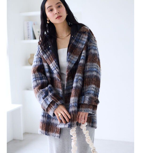 VIS「【WEB限定】シャギーミディ丈Pコート」|ピーコート|