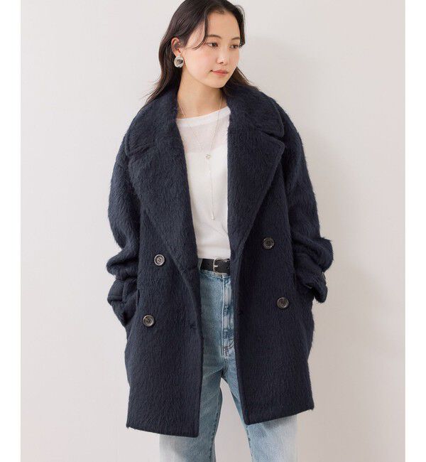 VIS「【WEB限定】シャギーミディ丈Pコート」|ピーコート|