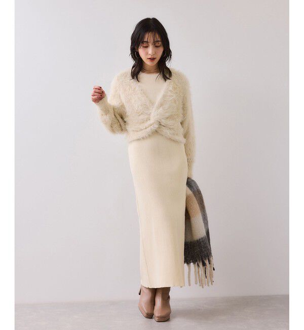 VIS「ねじりショートトップス付きロングニットワンピース/イージーケア」|ワンピース|