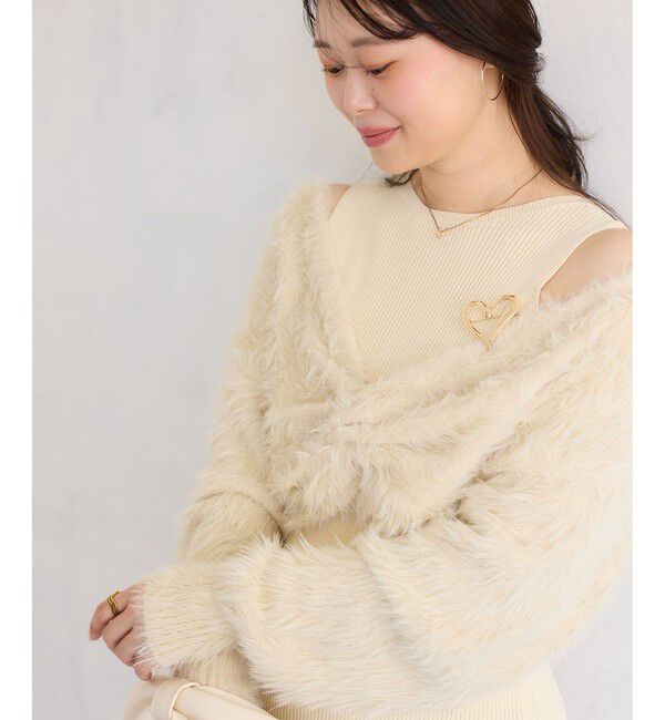 VIS「ねじりショートトップス付きロングニットワンピース/イージーケア」|ワンピース|