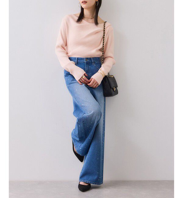 VIS「【美得】ドレープオフショルダーリブニット/イージーケア」|ニット・セーター|