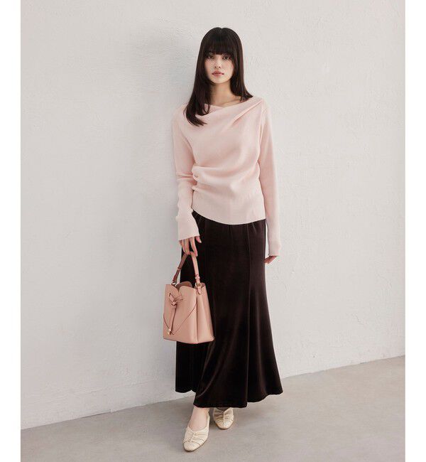 VIS「【美得】ドレープオフショルダーリブニット/イージーケア」|ニット・セーター|