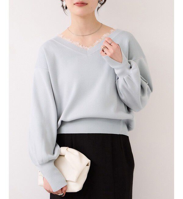 VIS「Vネックレースプルオーバー」|ニット・セーター|